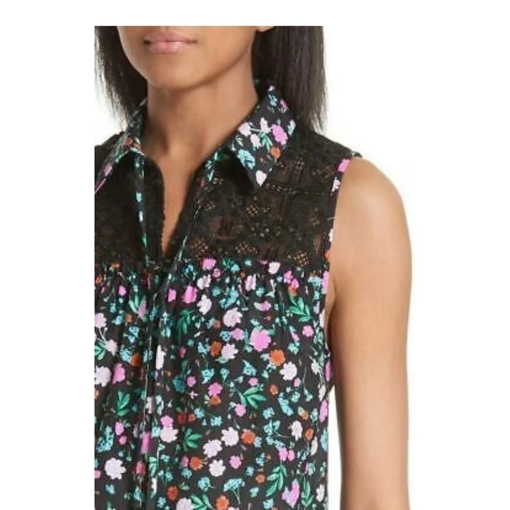 Kate Spade Greenhouse Lace Yoke Floral Top Size XS